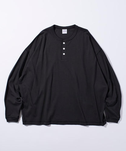 寬鬆版型 單點刺繡 亨利領 長袖T恤