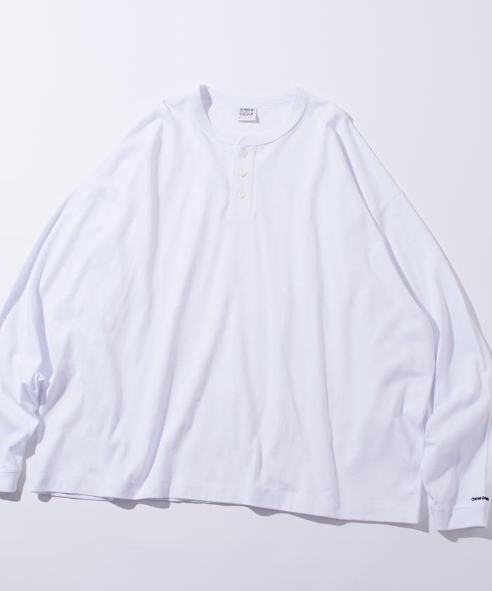 寬鬆版型 單點刺繡 亨利領 長袖T恤