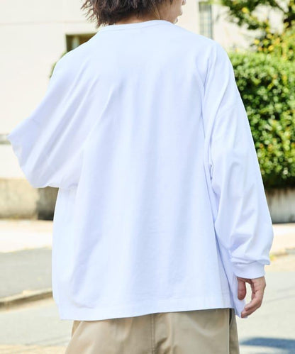 寬鬆版型 單點刺繡 亨利領 長袖T恤