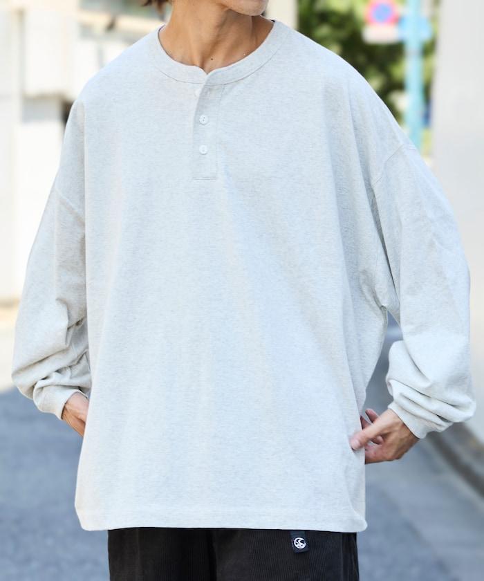 寬鬆版型 單點刺繡 亨利領 長袖T恤