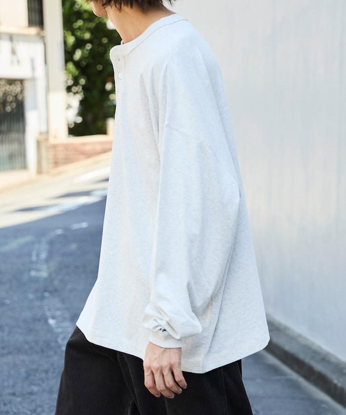 寬鬆版型 單點刺繡 亨利領 長袖T恤