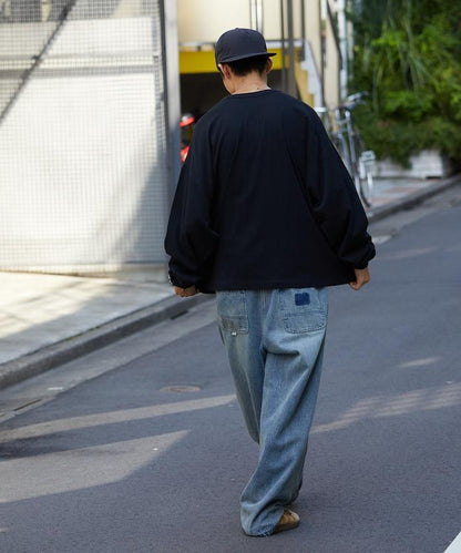 寬鬆版型 單點刺繡 亨利領 長袖T恤