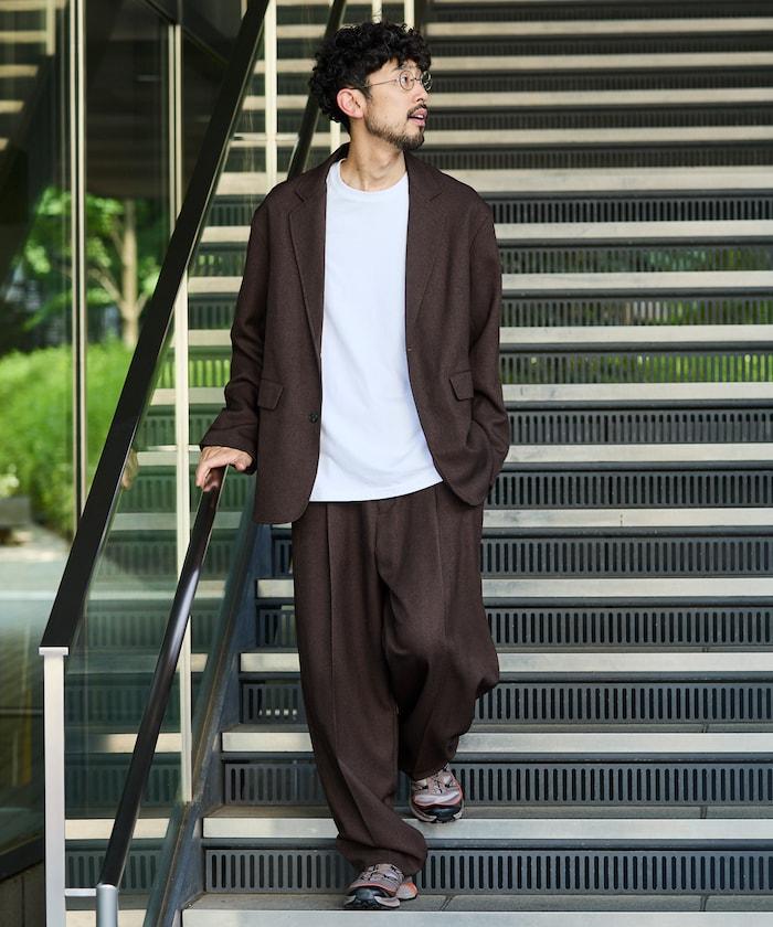 Urban Comfortable 休閒寬鬆羊毛感套裝 /西裝外套/休閒褲
