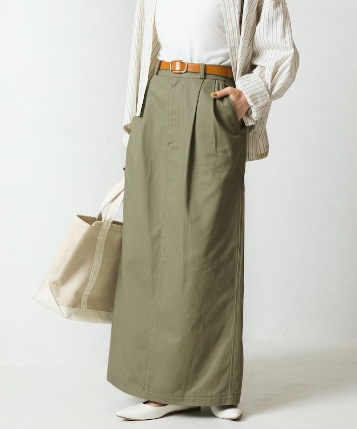 褶皺斜紋棉布半身裙