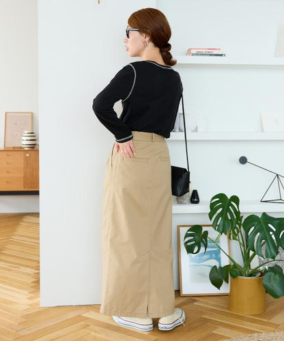 褶皺斜紋棉布半身裙