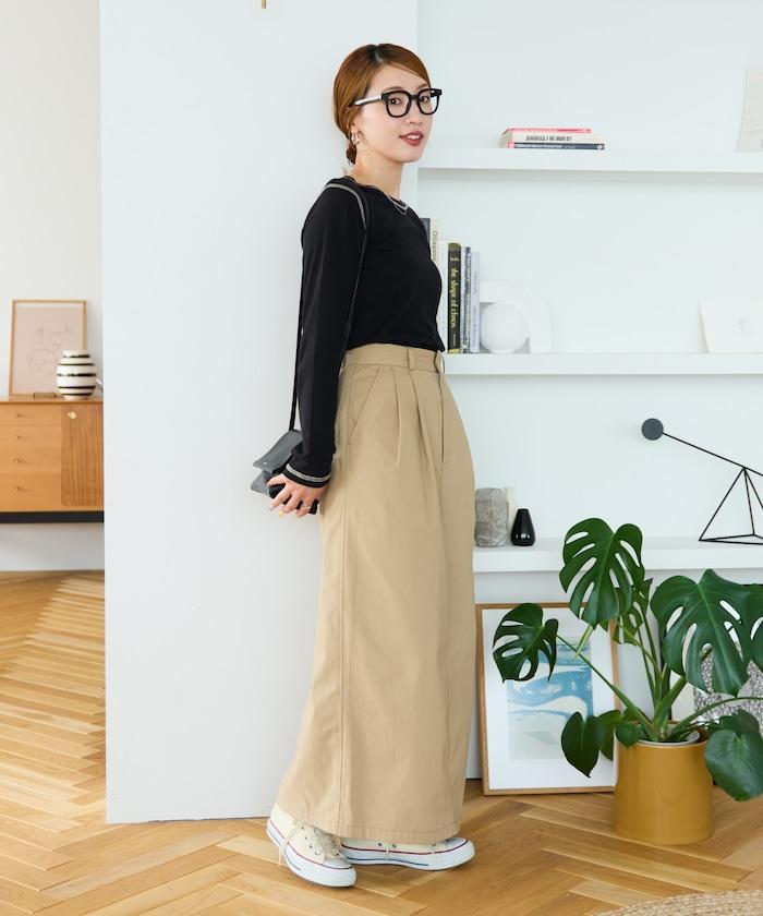 褶皺斜紋棉布半身裙