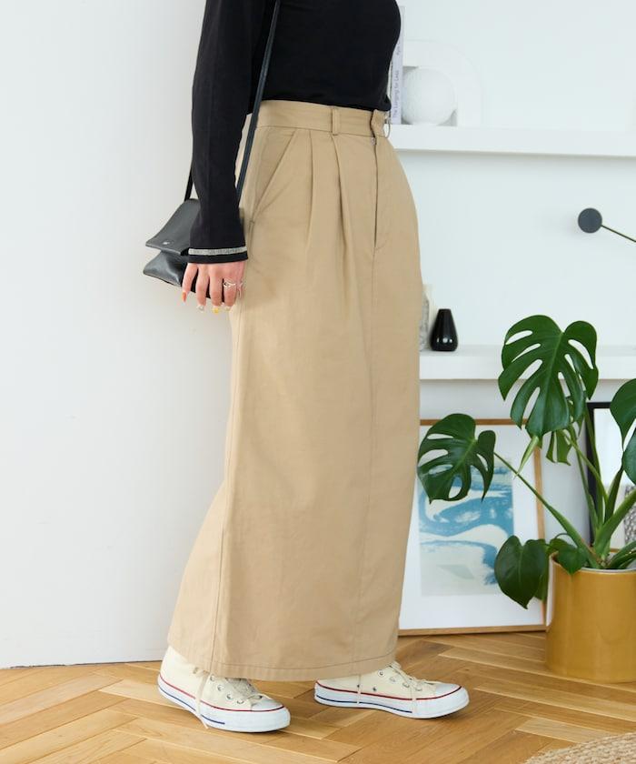 褶皺斜紋棉布半身裙