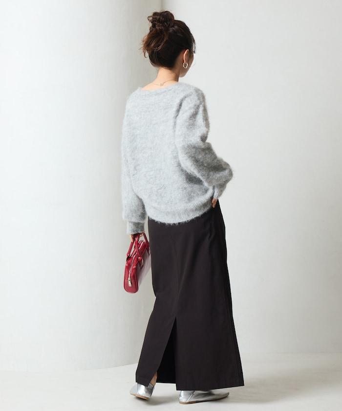 褶皺斜紋棉布半身裙