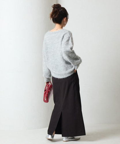 褶皺斜紋棉布半身裙