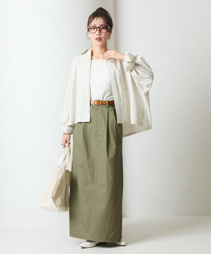 褶皺斜紋棉布半身裙