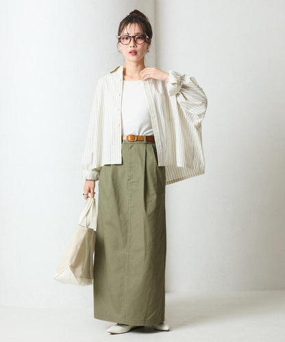 褶皺斜紋棉布半身裙