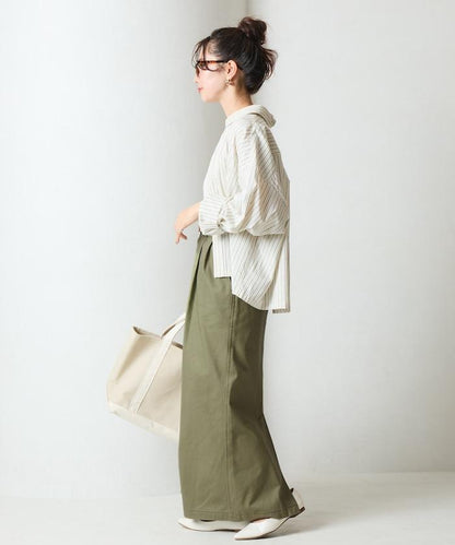 褶皺斜紋棉布半身裙