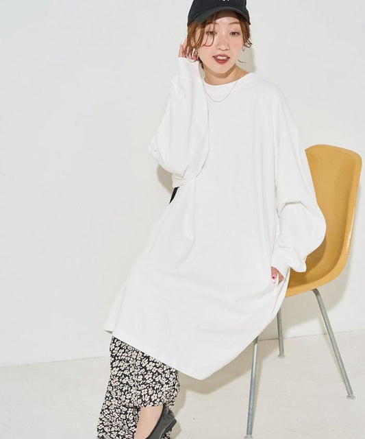 寬鬆版型長袖T恤迷你連衣裙