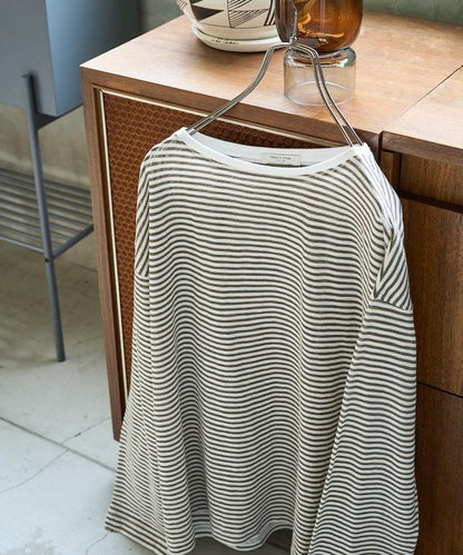 透視條紋長袖T恤