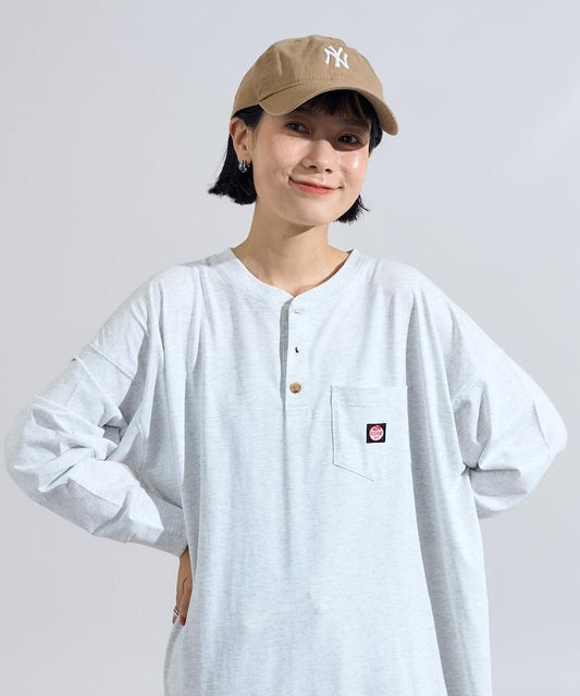 特別款亨利領長袖連衣裙