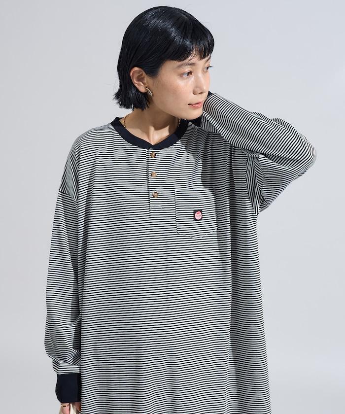 特別款亨利領長袖連衣裙