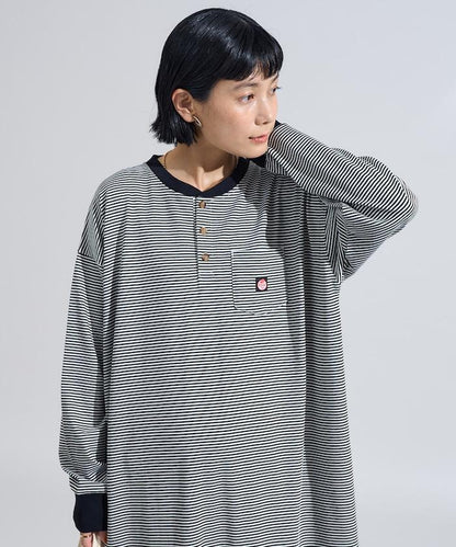特別款亨利領長袖連衣裙