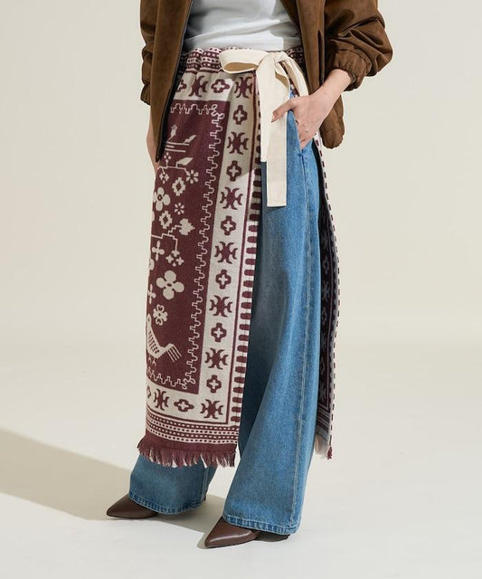 毛毯改造風格裹身半身裙<可搭配套裝>