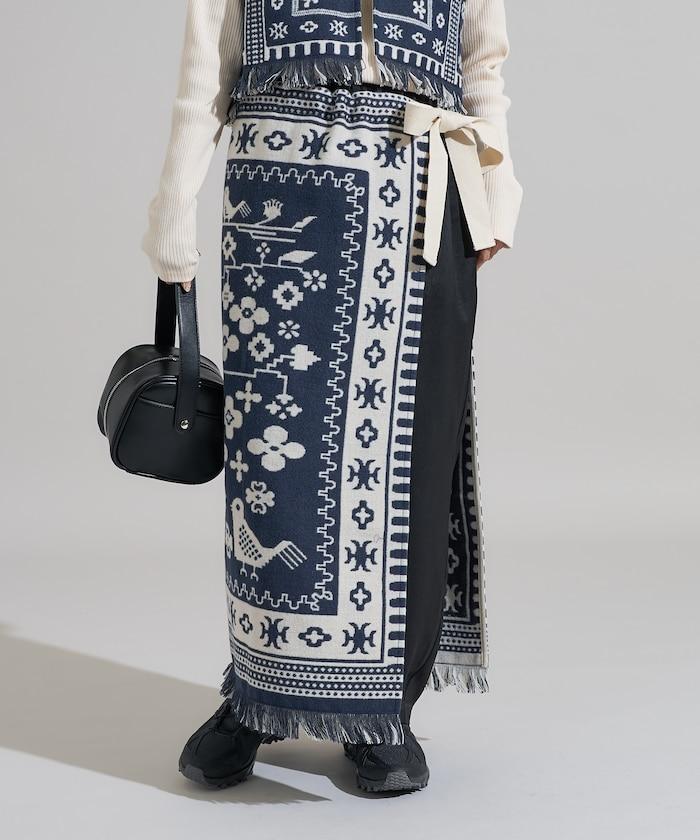 毛毯改造風格裹身半身裙<可搭配套裝>