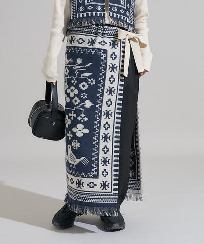 毛毯改造風格裹身半身裙<可搭配套裝>