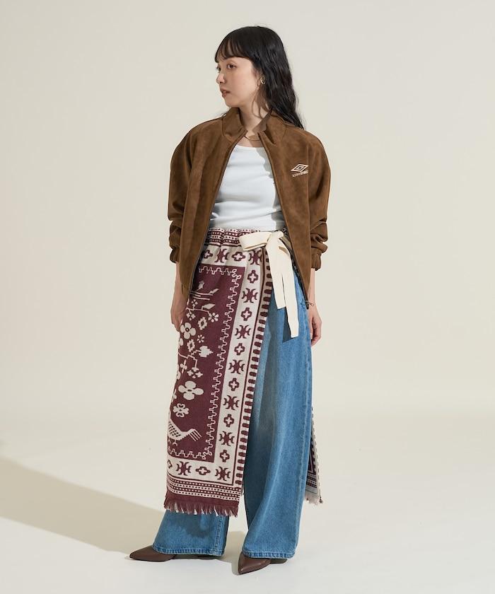 毛毯改造風格裹身半身裙<可搭配套裝>