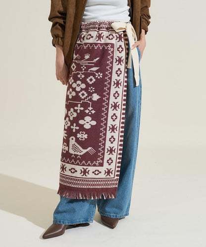 毛毯改造風格裹身半身裙<可搭配套裝>