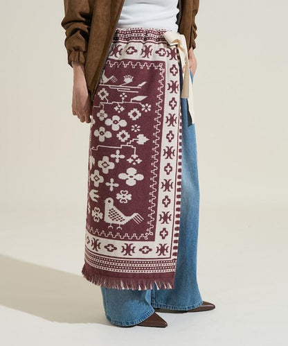 毛毯改造風格裹身半身裙<可搭配套裝>