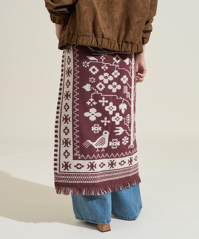 毛毯改造風格裹身半身裙<可搭配套裝>