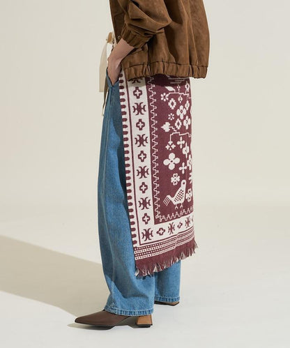 毛毯改造風格裹身半身裙<可搭配套裝>