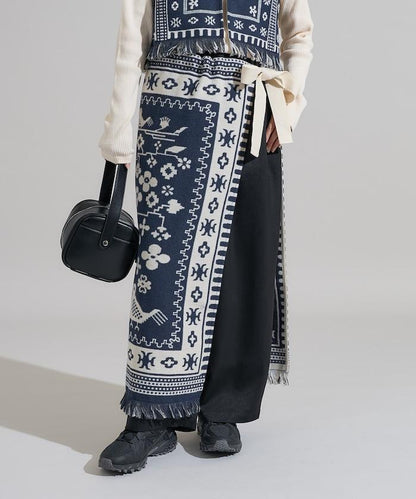 毛毯改造風格裹身半身裙<可搭配套裝>