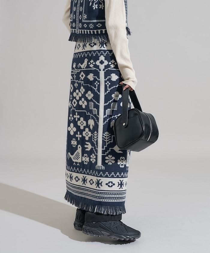 毛毯改造風格裹身半身裙<可搭配套裝>