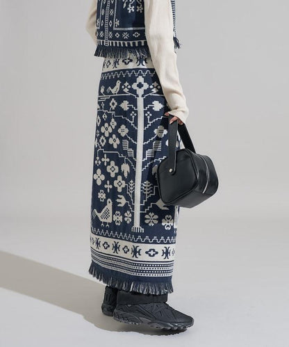 毛毯改造風格裹身半身裙<可搭配套裝>