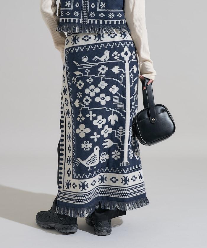 毛毯改造風格裹身半身裙<可搭配套裝>