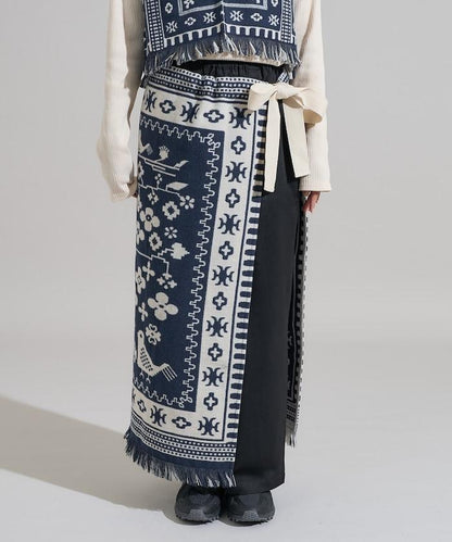 毛毯改造風格裹身半身裙<可搭配套裝>