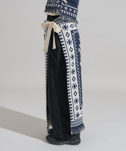 毛毯改造風格裹身半身裙<可搭配套裝>