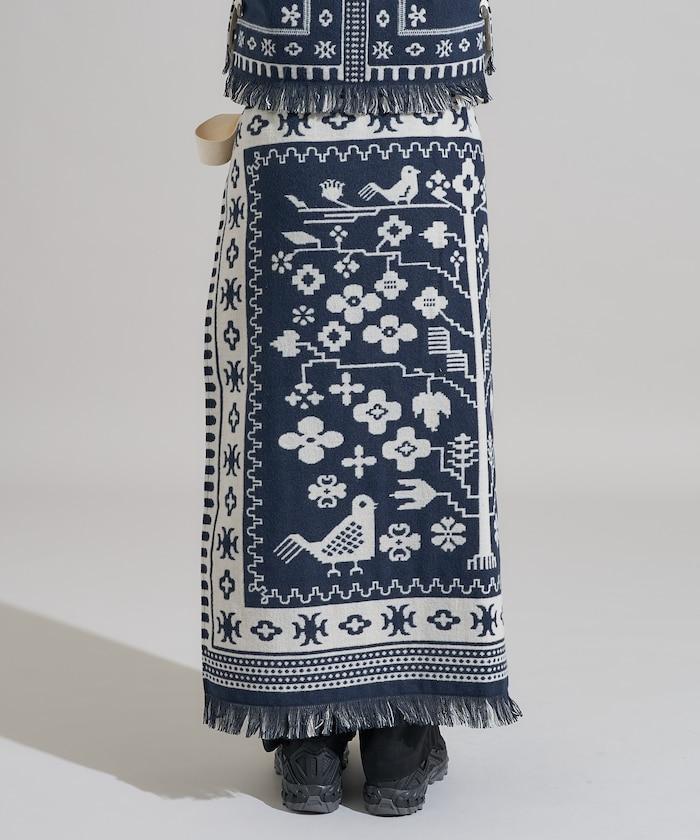 毛毯改造風格裹身半身裙<可搭配套裝>