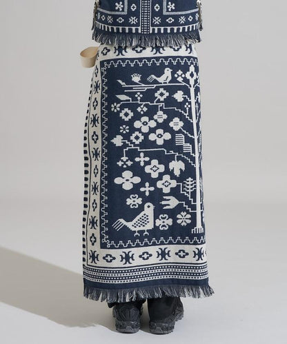 毛毯改造風格裹身半身裙<可搭配套裝>