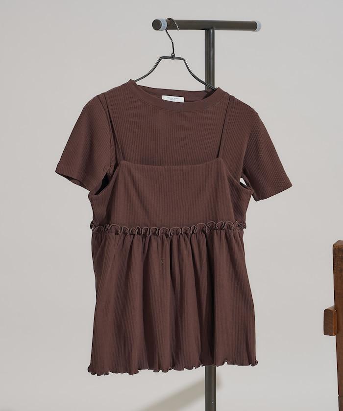 【套裝商品】軍風羅紋2WAY吊帶背心T恤套裝