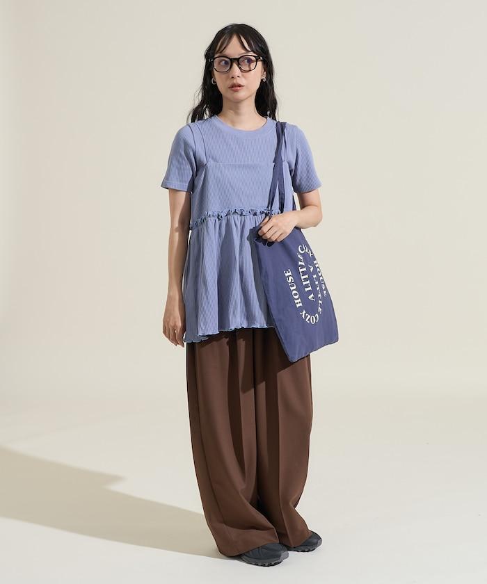 【套裝商品】軍風羅紋2WAY吊帶背心T恤套裝