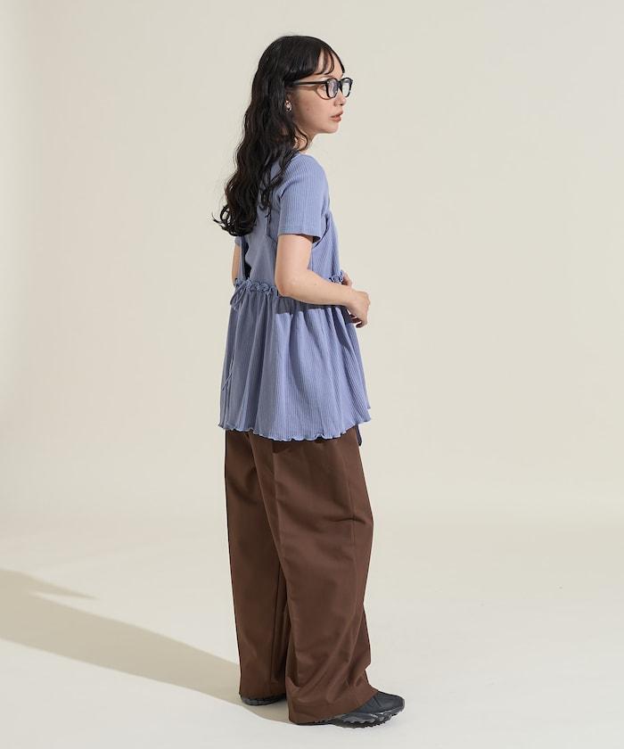 【套裝商品】軍風羅紋2WAY吊帶背心T恤套裝