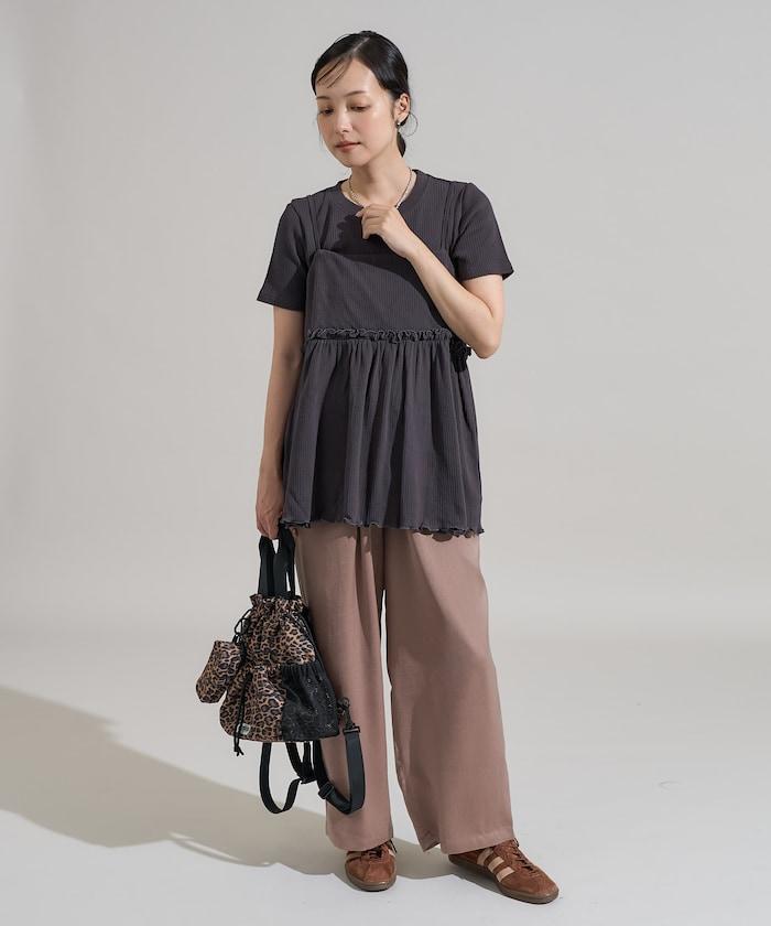 【套裝商品】軍風羅紋2WAY吊帶背心T恤套裝