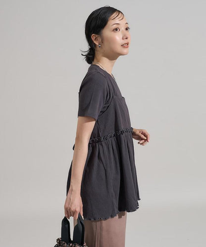 【套裝商品】軍風羅紋2WAY吊帶背心T恤套裝