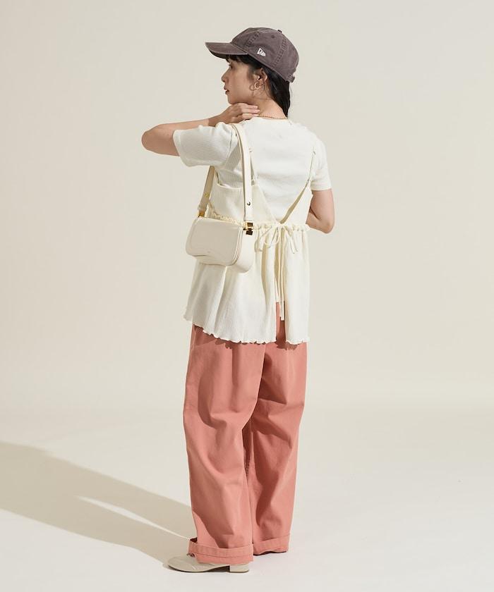 【套裝商品】軍風羅紋2WAY吊帶背心T恤套裝