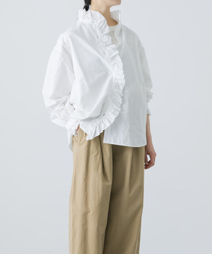 純棉荷葉邊領襯衫