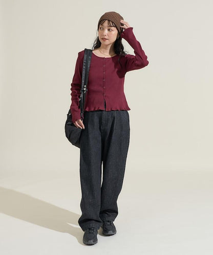 剪裁羅紋2WAY修身開衫/按扣開衫