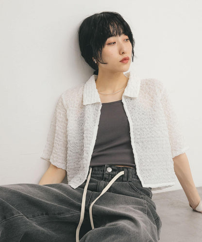 爆米花短款襯衫