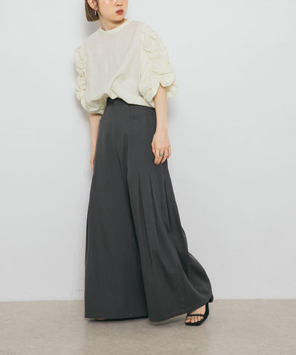 2尺碼可選側褶寬鬆長褲