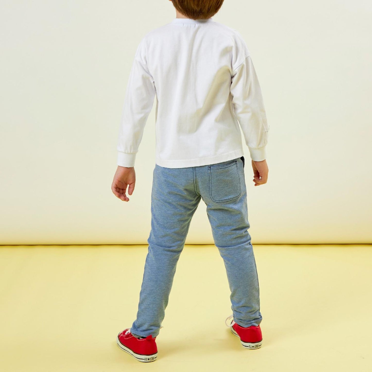 彈力牛仔針織長褲