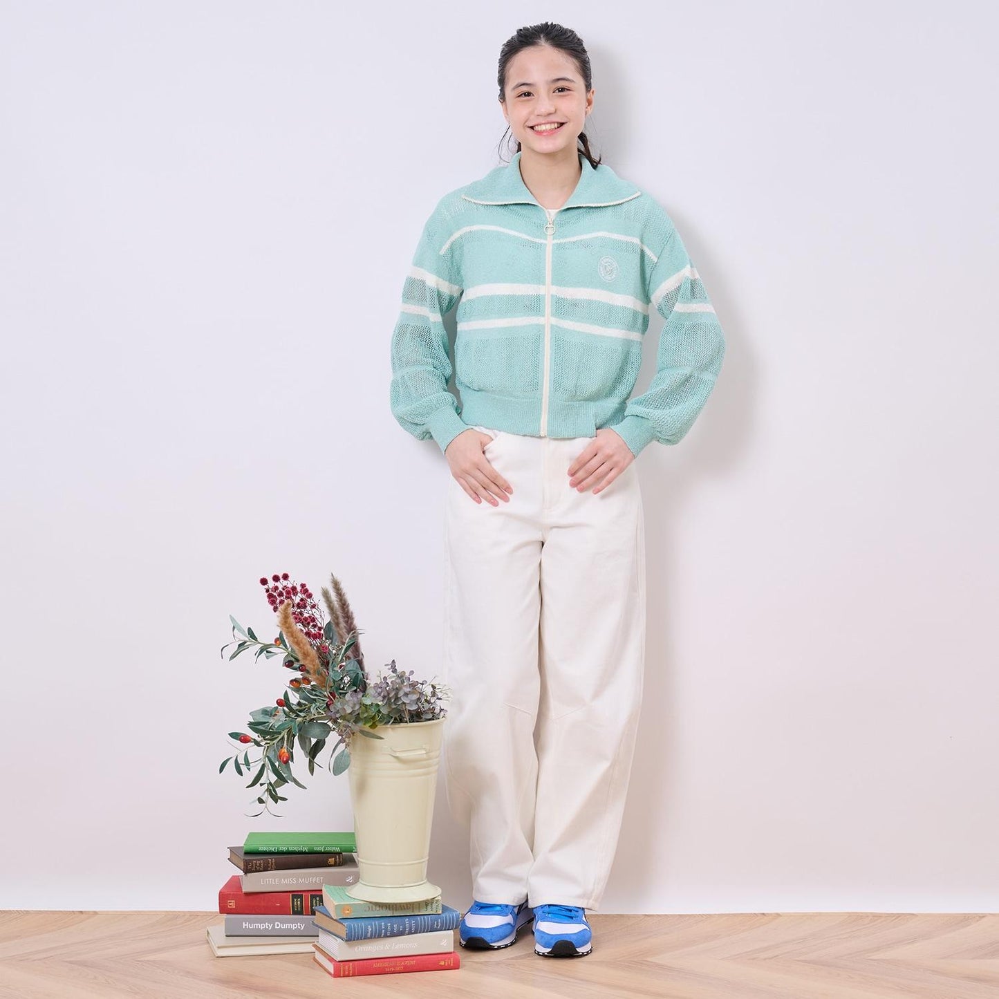 網眼針織拉鍊開衫