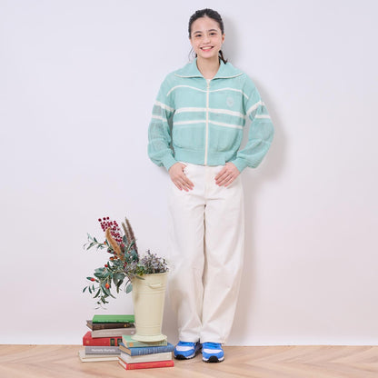 網眼針織拉鍊開衫